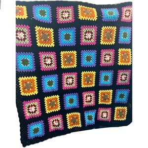 Granny square Afghan/Throw blanket crocheted by seller 58x60 acrylic yarn